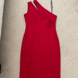 Calvin Klein red one shoulder dress